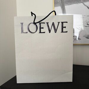 Authentic Loewe White Paper Gift Bag Black Logo Medium Shopping Gift Bag